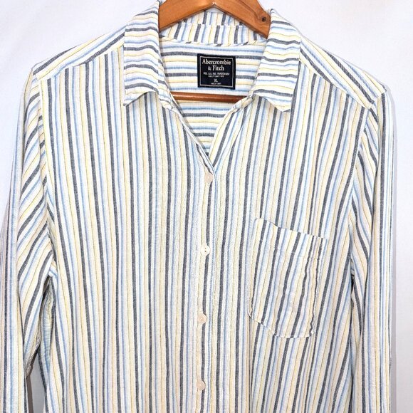 Abercrombie & Fitch | Linen Blend Button Down in White, Butter Yellow, Blue | XL - Picture 1 of 9